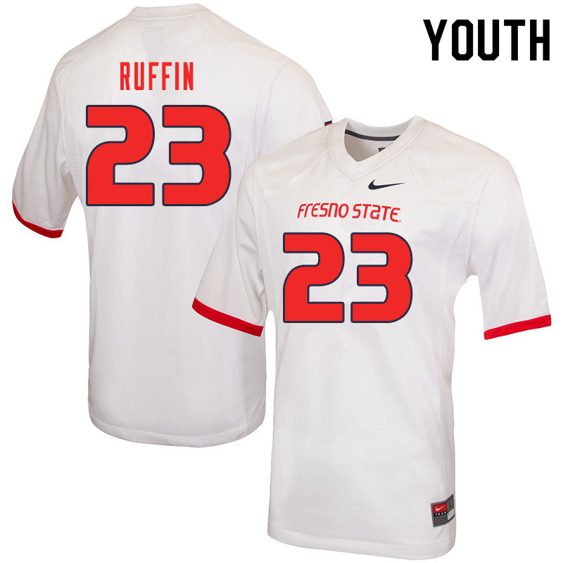 Youth #23 Deshawn Ruffin Fresno State Bulldogs College Football Jerseys Sale-White - Click Image to Close
